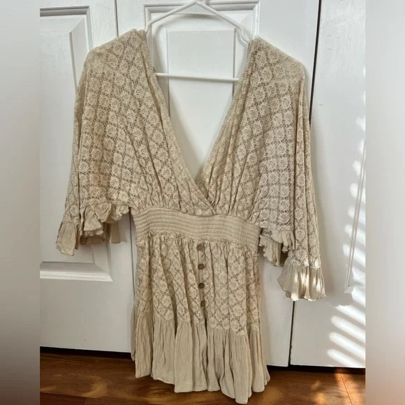 Free People Shyanne Romper Beige XS - Picture 6 of 9